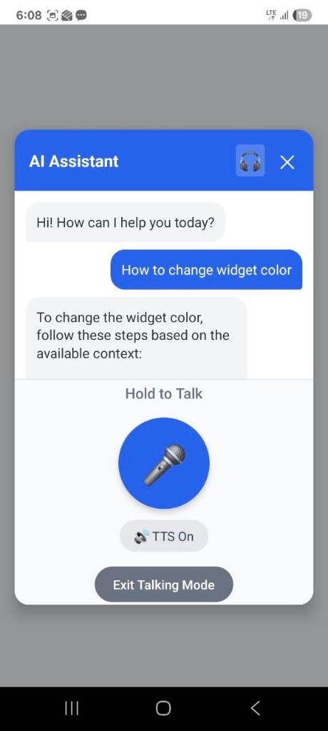 AI Assistant voice mode with Hold to Talk and TTS